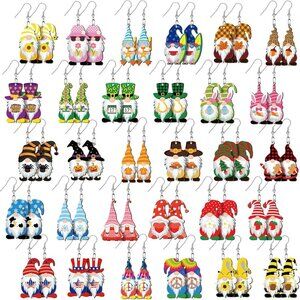 30 Pairs Gnome Earrings for Women Gnome Jewelry Gift Holiday Drop and Dangle Ear